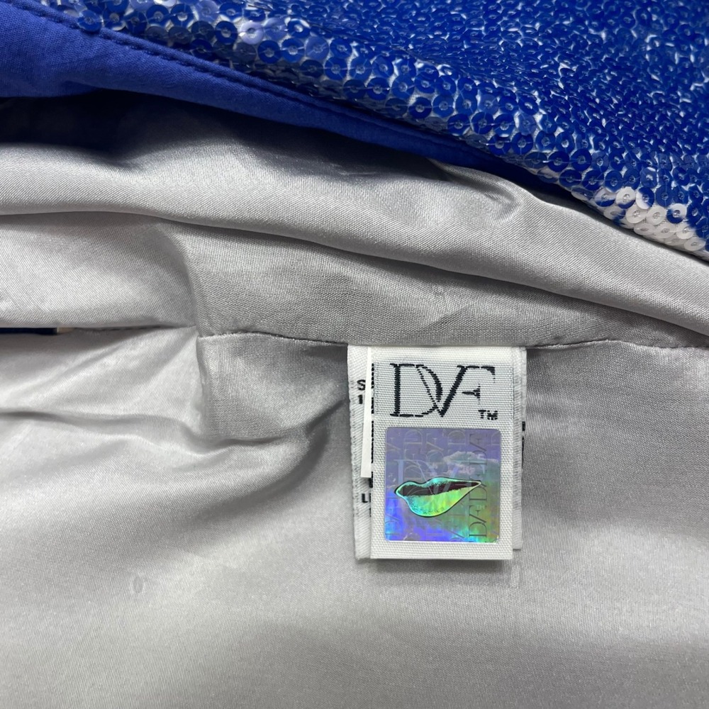 Diane Von Furstenberg Floral Sequin Drape Skirt In White & Blue Size 10 - Picture 11 of 14